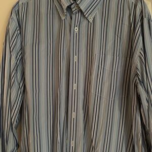 Tommy Hilfiger Men's Casual Blue and White Striped Shirt